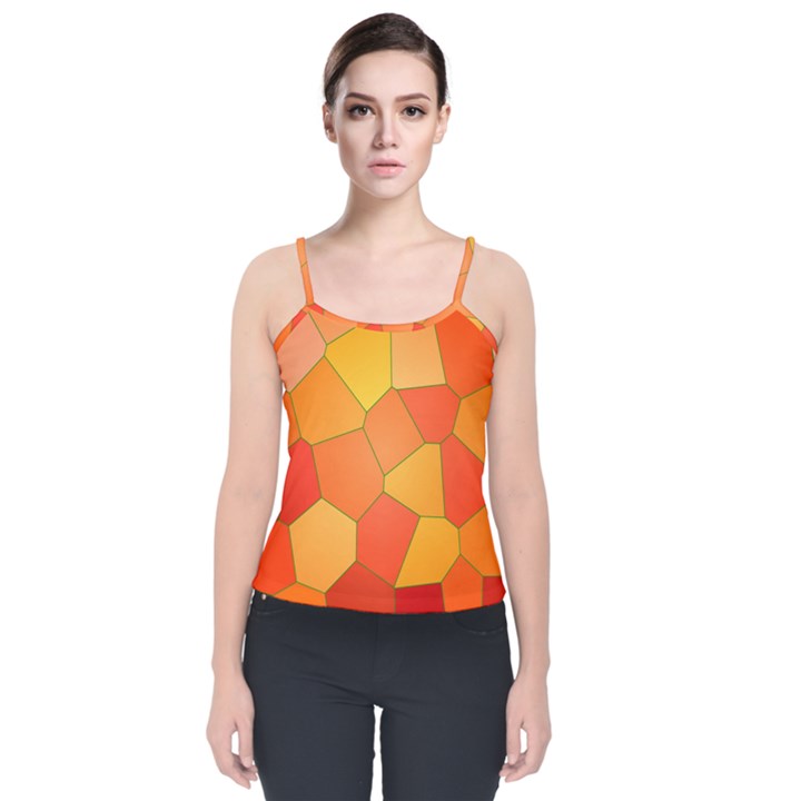 Background Pattern Of Orange Mosaic Velvet Spaghetti Strap Top