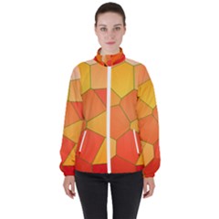 Background Pattern Of Orange Mosaic High Neck Windbreaker (women)