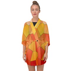 Background Pattern Of Orange Mosaic Half Sleeve Chiffon Kimono