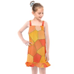 Background Pattern Of Orange Mosaic Kids  Overall Dress