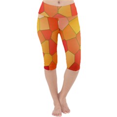 Background Pattern Of Orange Mosaic Lightweight Velour Cropped Yoga Leggings