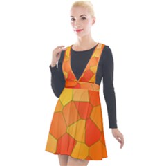 Background Pattern Of Orange Mosaic Plunge Pinafore Velour Dress