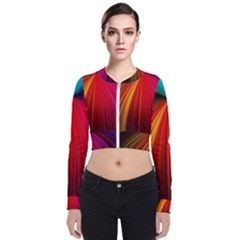 Background Color Colorful Rings Long Sleeve Zip Up Bomber Jacket