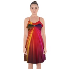 Background Color Colorful Rings Ruffle Detail Chiffon Dress by Sudhe