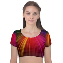 Background Color Colorful Rings Velvet Short Sleeve Crop Top 