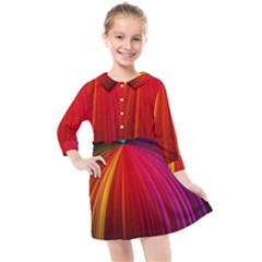 Background Color Colorful Rings Kids  Quarter Sleeve Shirt Dress