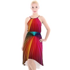 Background Color Colorful Rings High-low Halter Chiffon Dress 