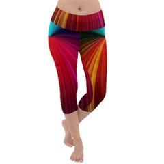 Background Color Colorful Rings Lightweight Velour Capri Yoga Leggings by Sudhe