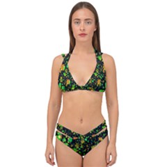 Squares And Rectangles Background Double Strap Halter Bikini Set