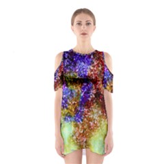 Splashes Of Color Background Shoulder Cutout One Piece Dress by Sudhe