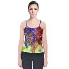 Splashes Of Color Background Velvet Spaghetti Strap Top