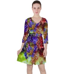 Splashes Of Color Background Ruffle Dress by Sudhe