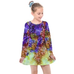 Splashes Of Color Background Kids  Long Sleeve Dress by Sudhe