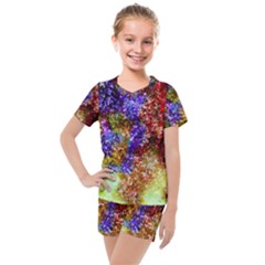 Splashes Of Color Background Kids  Mesh Tee And Shorts Set