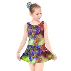 Splashes Of Color Background Kids  Skater Dress Swimsuit