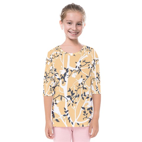 Floral Pattern Background Kids  Quarter Sleeve Raglan Tee by Sudhe