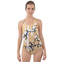 Floral Pattern Background Cut-out Back One Piece Swimsuit by Sudhe