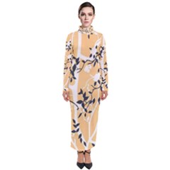 Floral Pattern Background Turtleneck Maxi Dress