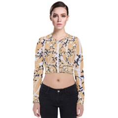 Floral Pattern Background Long Sleeve Zip Up Bomber Jacket