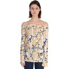 Floral Pattern Background Off Shoulder Long Sleeve Top