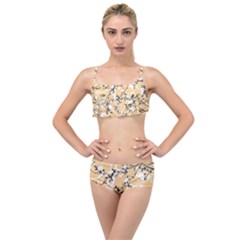 Floral Pattern Background Layered Top Bikini Set