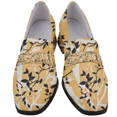 Floral Pattern Background Women s Chunky Heel Loafers