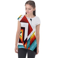 Diamond Acrylic Paint Pattern Cap Sleeve High Low Top