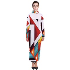 Diamond Acrylic Paint Pattern Turtleneck Maxi Dress