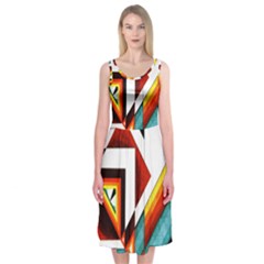 Diamond Acrylic Paint Pattern Midi Sleeveless Dress by Sudhe