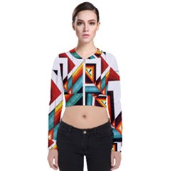 Diamond Acrylic Paint Pattern Long Sleeve Zip Up Bomber Jacket