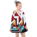 Diamond Acrylic Paint Pattern Kids  Long Sleeve Dress View1