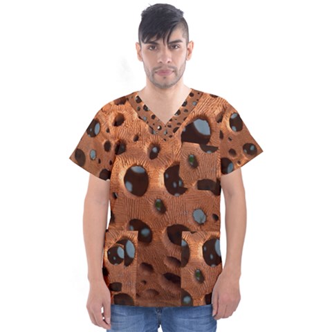 Texture Pattern Wallpaper Background Pattern Holes Men s V-neck Scrub Top by Sudhe