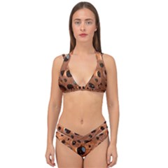 Texture Pattern Wallpaper Background Pattern Holes Double Strap Halter Bikini Set