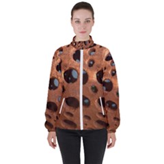 Texture Pattern Wallpaper Background Pattern Holes High Neck Windbreaker (women)