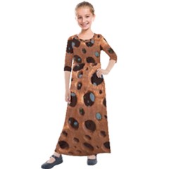 Texture Pattern Wallpaper Background Pattern Holes Kids  Quarter Sleeve Maxi Dress