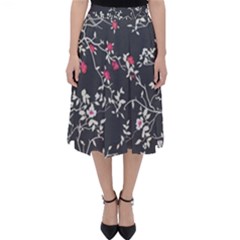 Black And White Floral Pattern Background Classic Midi Skirt