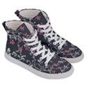 Black And White Floral Pattern Background Men s Hi-Top Skate Sneakers View3