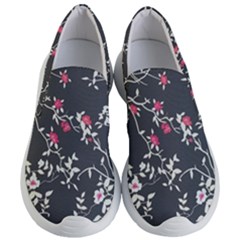 Black And White Floral Pattern Background Women s Lightweight Slip Ons