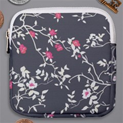 Black And White Floral Pattern Background Mini Square Pouch