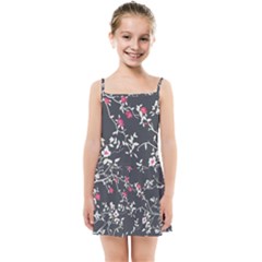 Black And White Floral Pattern Background Kids  Summer Sun Dress