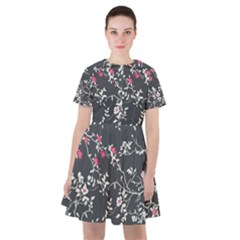 Black And White Floral Pattern Background Sailor Dress