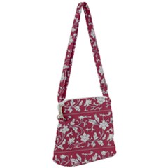 Floral Pattern Background Zipper Messenger Bag