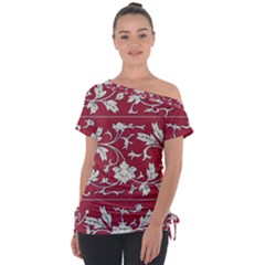 Floral Pattern Background Tie-up Tee