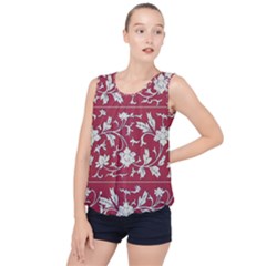 Floral Pattern Background Bubble Hem Chiffon Tank Top