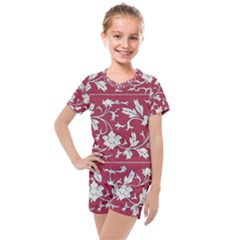 Floral Pattern Background Kids  Mesh Tee And Shorts Set