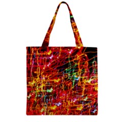 Random Colored Light Swirls Zipper Grocery Tote Bag by Sudhe