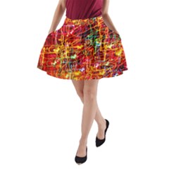 Random Colored Light Swirls A-line Pocket Skirt