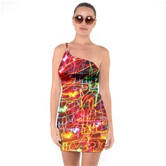 Random Colored Light Swirls One Soulder Bodycon Dress by Sudhe