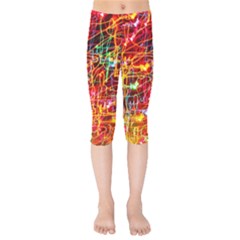 Random Colored Light Swirls Kids  Capri Leggings  by Sudhe