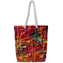 Random Colored Light Swirls Full Print Rope Handle Tote (small) by Sudhe